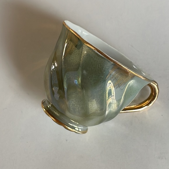 VTG Iridescent Green Demitasse Cup & Saucer - Picture 4 of 6